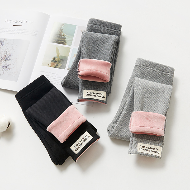 children trousers Autumn and winter girl Leggings Plush thickening baby Casual pants One velvet girl Warm pants