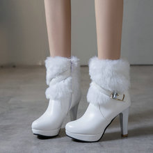 外貿靴批發高跟短靴女歐美羅馬騎士馬丁靴粗跟秋冬季雪地靴子43