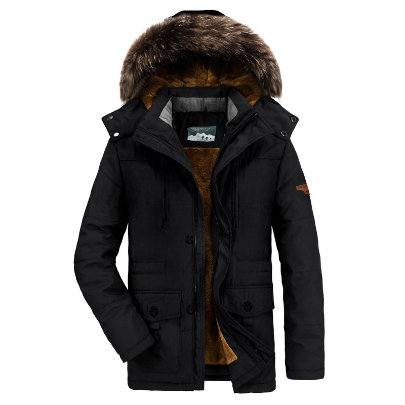 Men's Clothing men's cotton padded winter velvet thickened mid length cotton padded jacket men's coat plus size cotton clothing_viptrois.com
