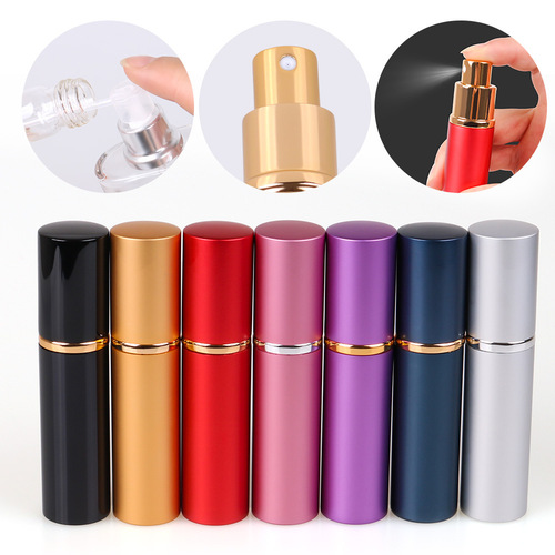 10ml light plate high-grade anodized aluminum cylindrical lipstick style perfume bottle spray bottle cosmetics portable travel