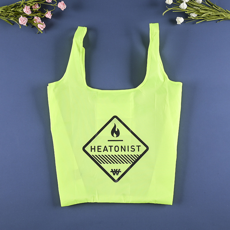 厂家定 做涤纶布折叠背心袋购物手提收纳包涤纶束口广告袋logo