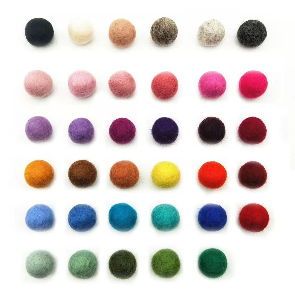 批发羊毛毡球1.5cm耳环配件圣诞配件彩色毛球羊毛毡戳戳乐DIY材料