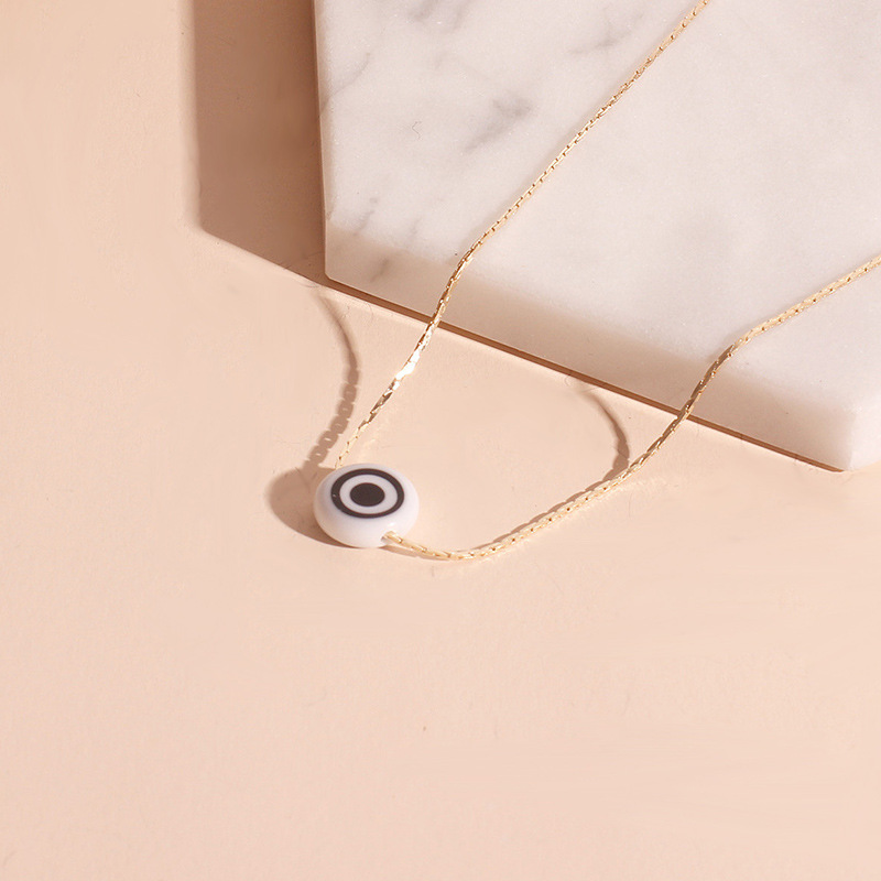 3g Weight Necklace Classification Wedding, Travel Occasion Women'S Gender Ethnic Style Style White, Blue Color New Products Devil's Eye Pendant Necklace Simple Fashion Eye Clavicle Chain Middle East Jewelry Wholesale Nihaojewelry 3