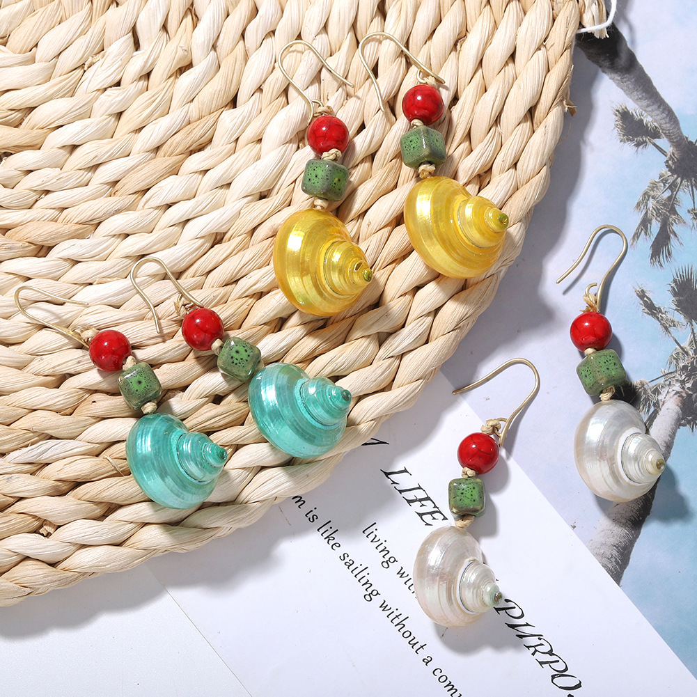 Za Même Produit Sur Site Officiel Conque Pierre Perle Boucles D'oreilles Européen Et Américain Personnalité De La Mode Populaire Vacances Style Boucles D'oreilles display picture 5