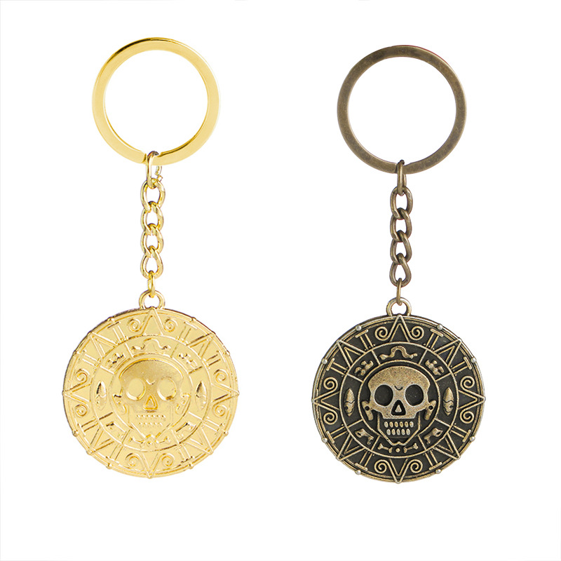 Explosion Keychain Caribbean Pirate Skull Gold Coin Keychain Hot Accessories Wholesale Nihaojewelry display picture 9