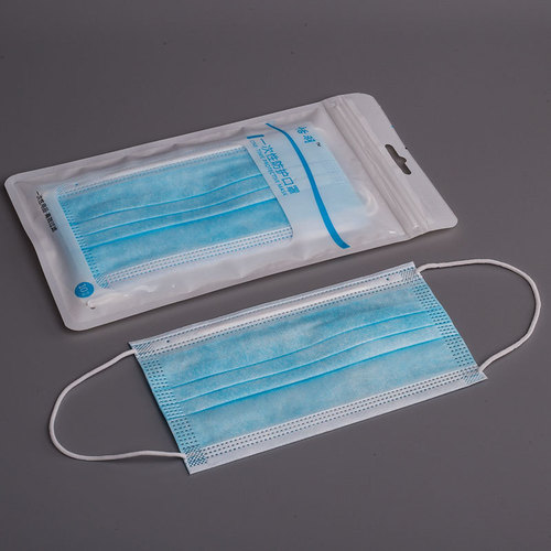 10 pieces of disposable civil use three-layer masks with meltblown protection, in pink, black, white, and blue colors, beautifully packaged.