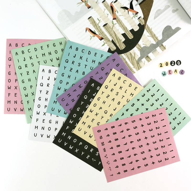 韓版ins手賬數字字母日記貼紙英文diy鍵盤小號組合自由彩色小圖案