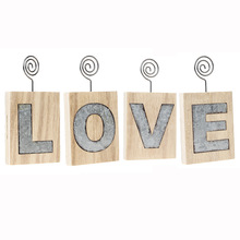 木制个性便签名片夹婚礼会议木质LOVE装饰摆件田园风字母摆件定制