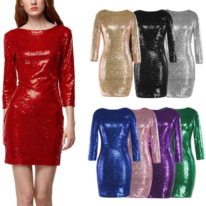 Green red royal blue silver gold Sequin jazz dance Dresses for women girls singers nightclub hot dance Mini skirts Bridesmaid Performance Dress Night Club Women's Clothing