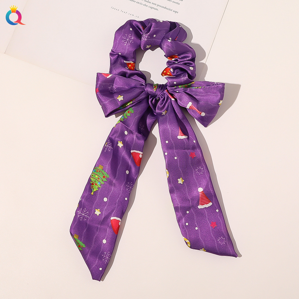 Bow Ribbon Sweet Christmas Simple Ponytail Large Intestine Hair Scrunchies display picture 2