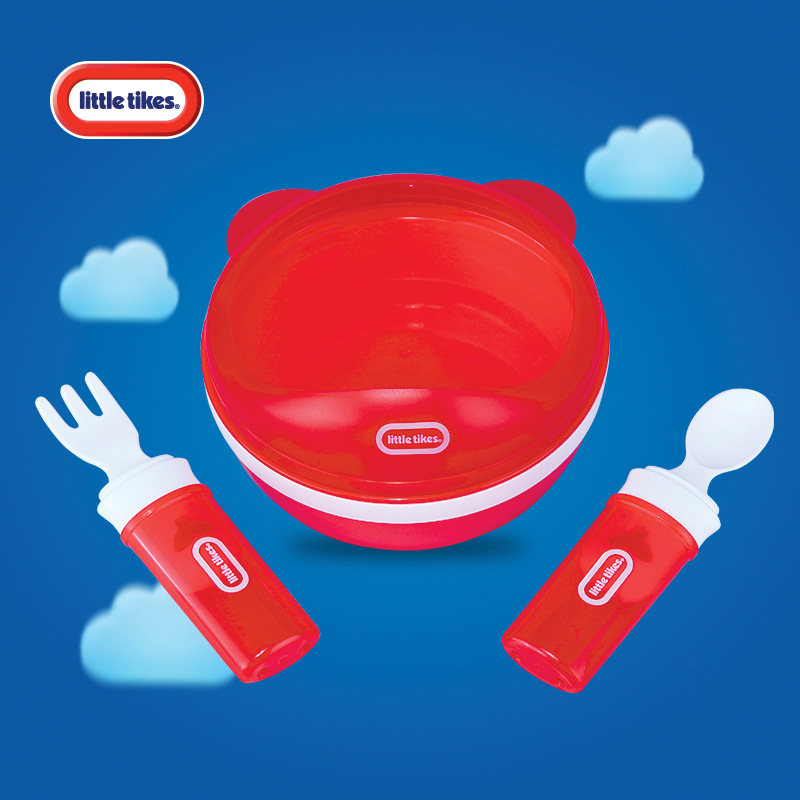 儿童防洒防滑碗宝宝餐具套装碗勺叉婴儿吃饭可拆辅食双碗3件套|ms