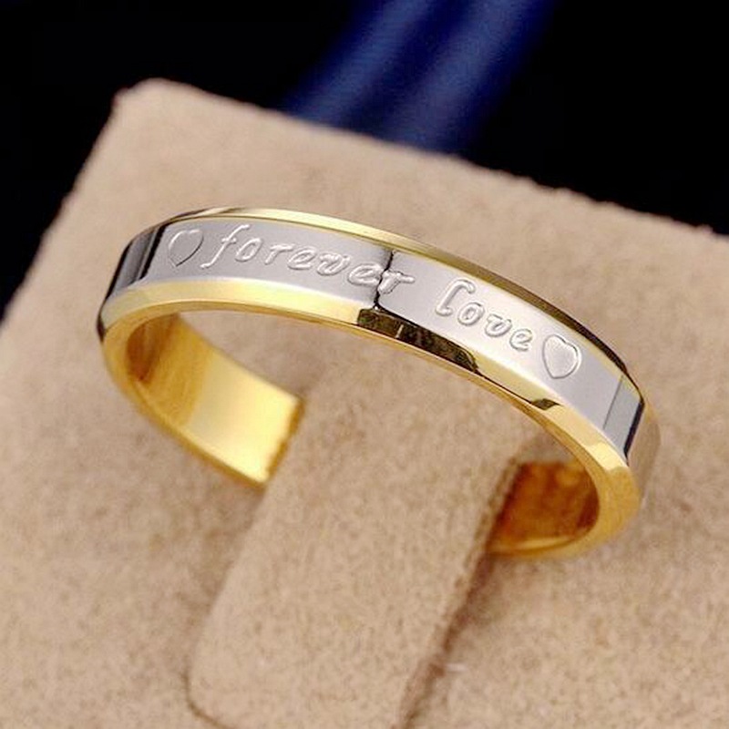 En Gros Coréen Lettrage En Acier Titane 18k Or Couple Anneau Nihaojewelry display picture 9