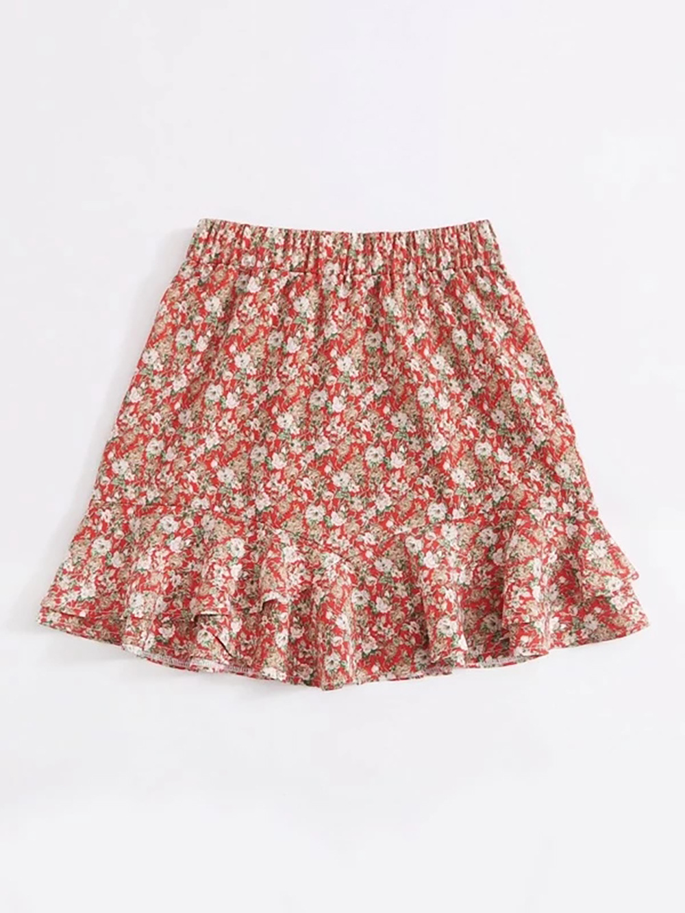 summer new holiday style floral skirt skirt fungus lotus leaf beach chiffon skirt NSDF1523