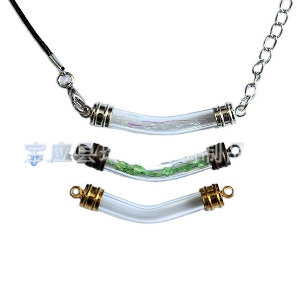 6玻璃瓶吊坠项链diy饰品配件　手工毛衣链玻璃罩　直管挂件