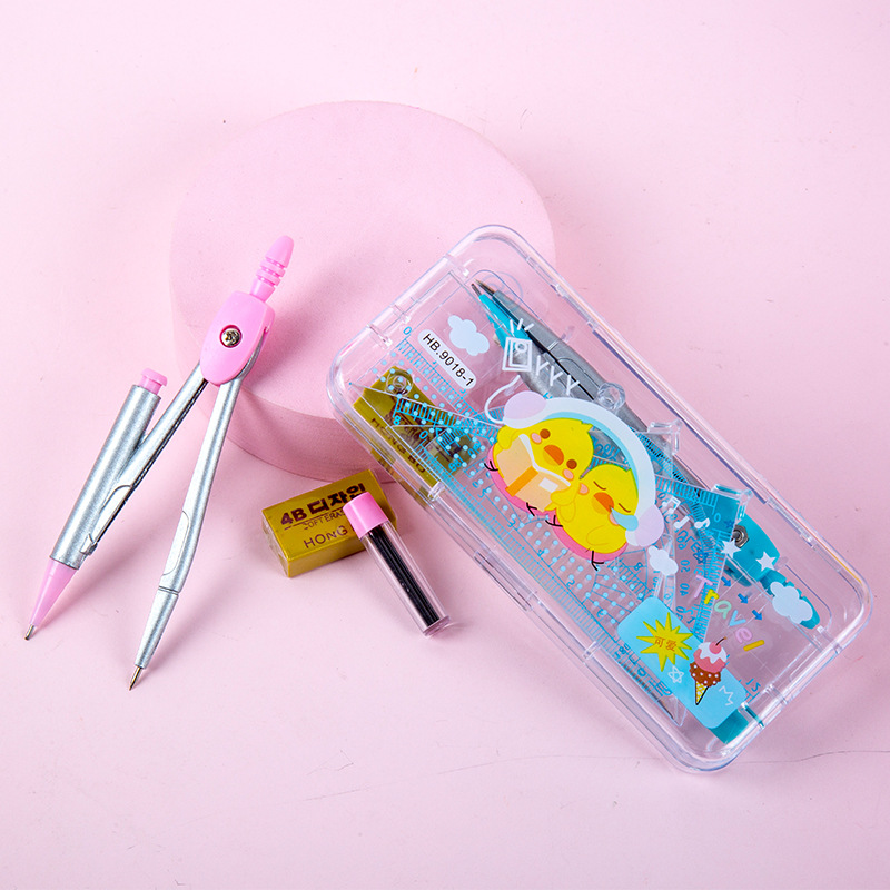 9018-1 BRÚJULAS DE estudiante traje regla herramientas de dibujo equipo de dibujo brújulas de metal de 7 piezas