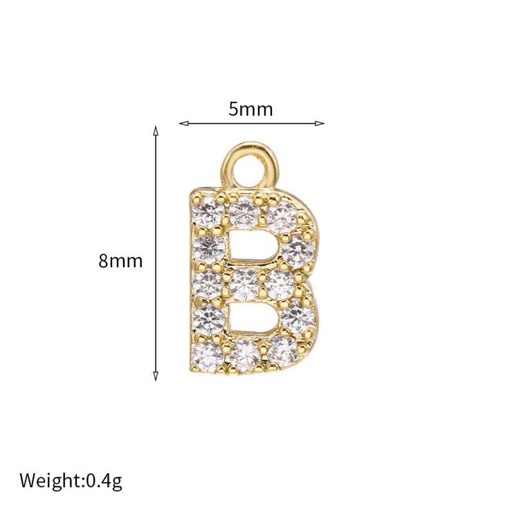 New Diy English Letter Micro Zircon Pendant Copper Pendant display picture 1