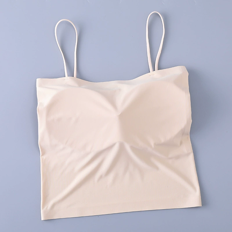 Летняя базовая защитная underwear, шелковистая push-up футболка, белье, майка, топ с чашками, для маленького жилета