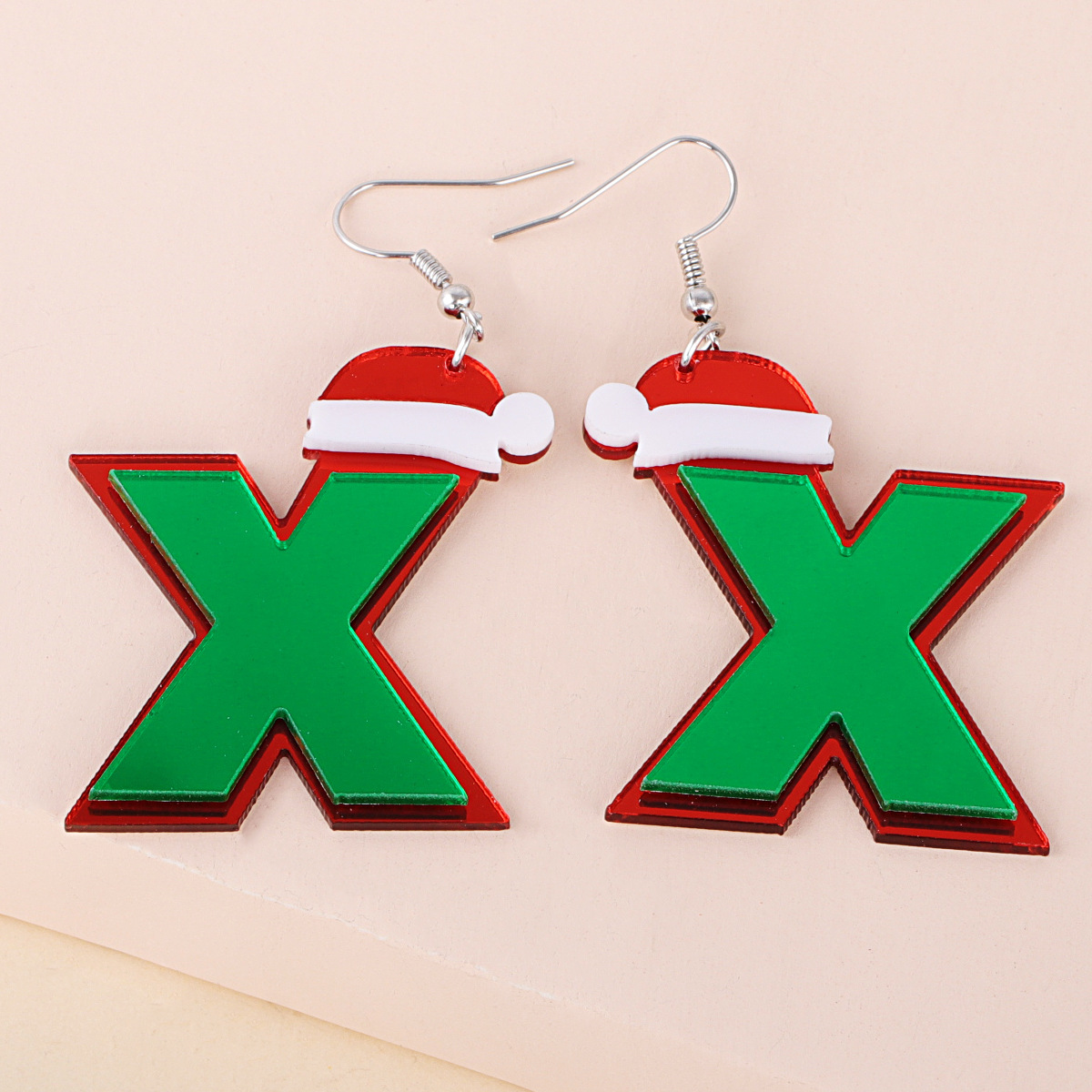 Christmas Acrylic Sheet X-shaped Resin Hat Earrings display picture 4