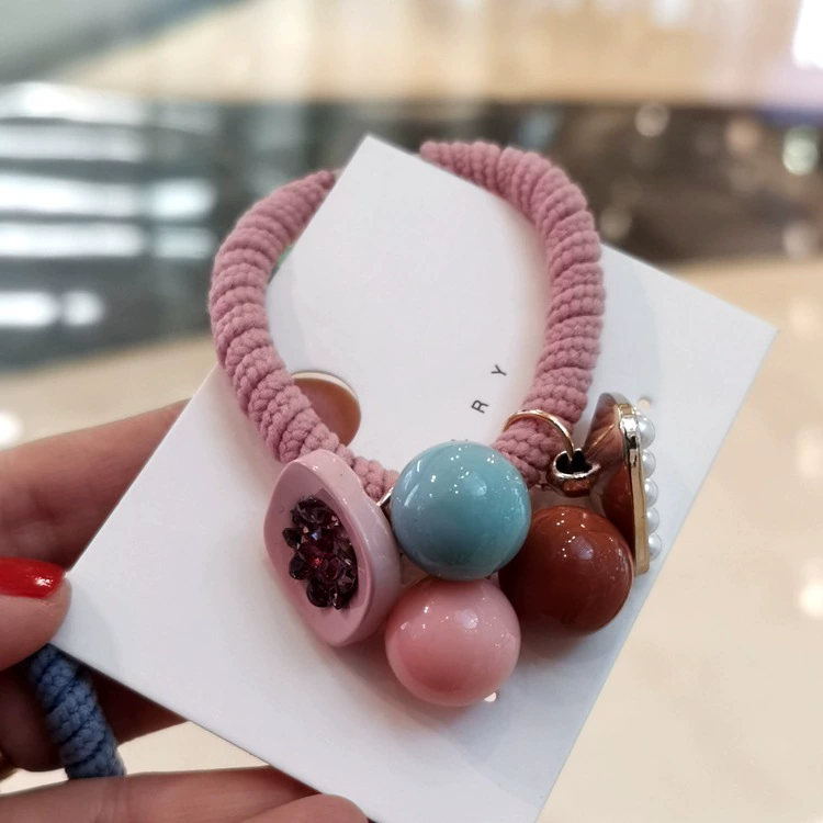 South Korean goods, round beads, hair rope, ponytail from pearl, hair accessory, Japanese and Korean, simple and elegant design