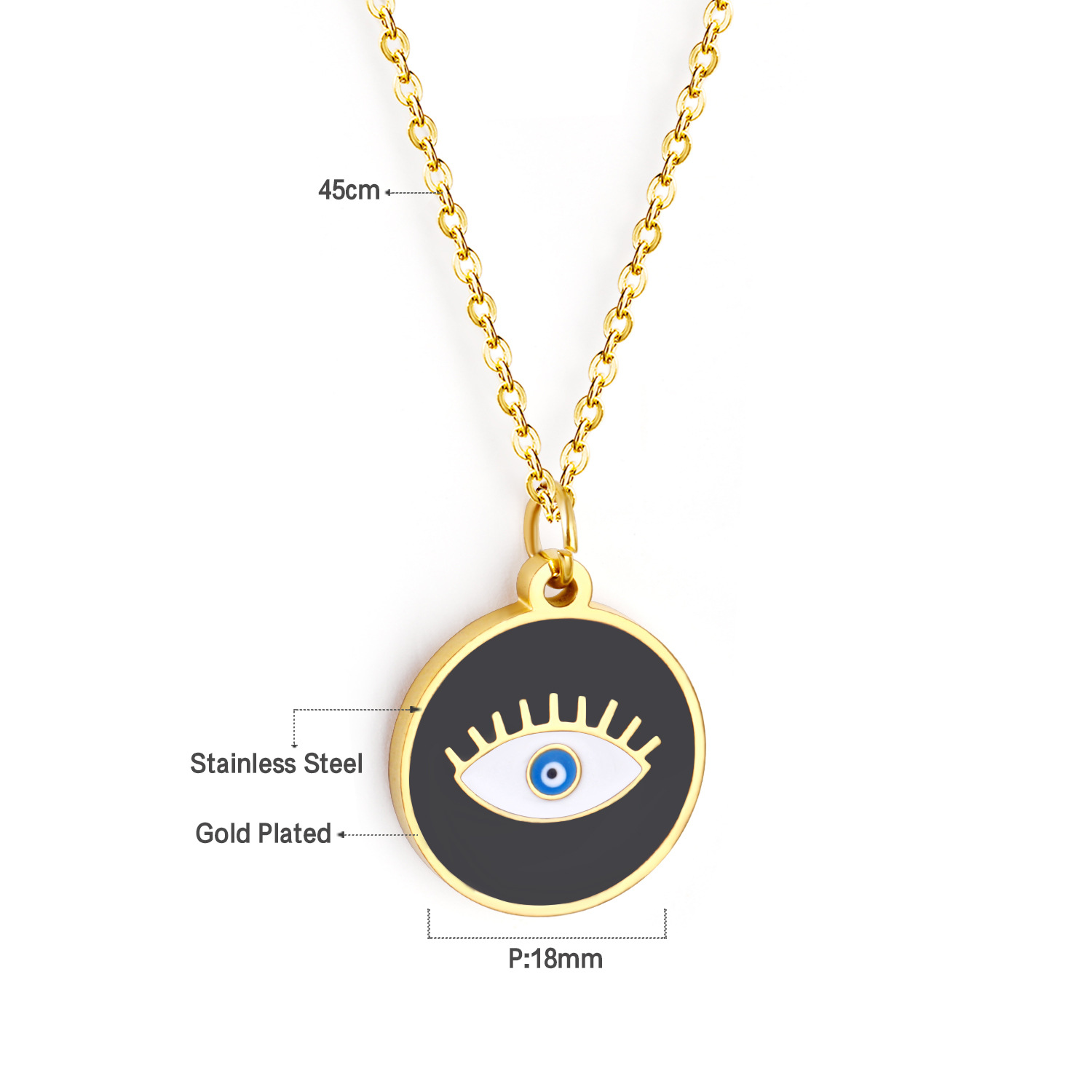 Fashion Devilu0027S Eye Hand Of Fatima Stainless Steel Plating Pendant Necklace