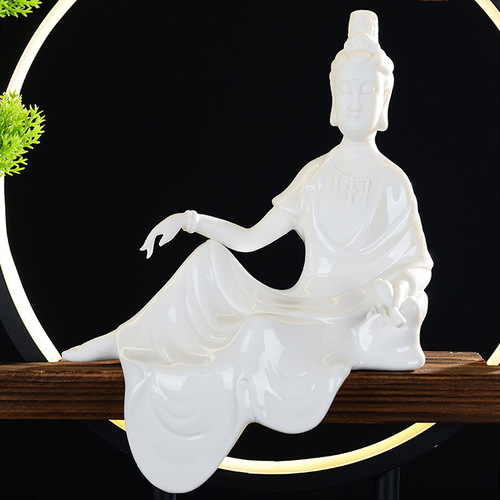New Chinese style Guanyin Buddha statue ceramic Zen living room decorations entrance hall home accessories desk backflow incense crafts