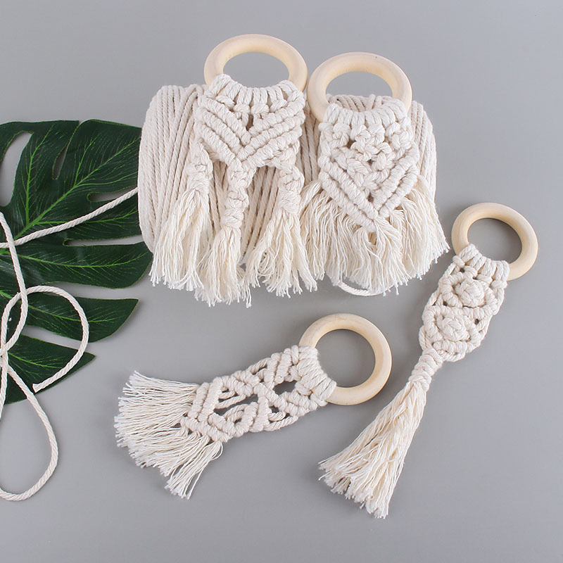 Nuevo tejido hecho a mano de la borla de algodón cuerda Hemu teether bebé molar dientes Shaper bebé creativo pequeño juguete