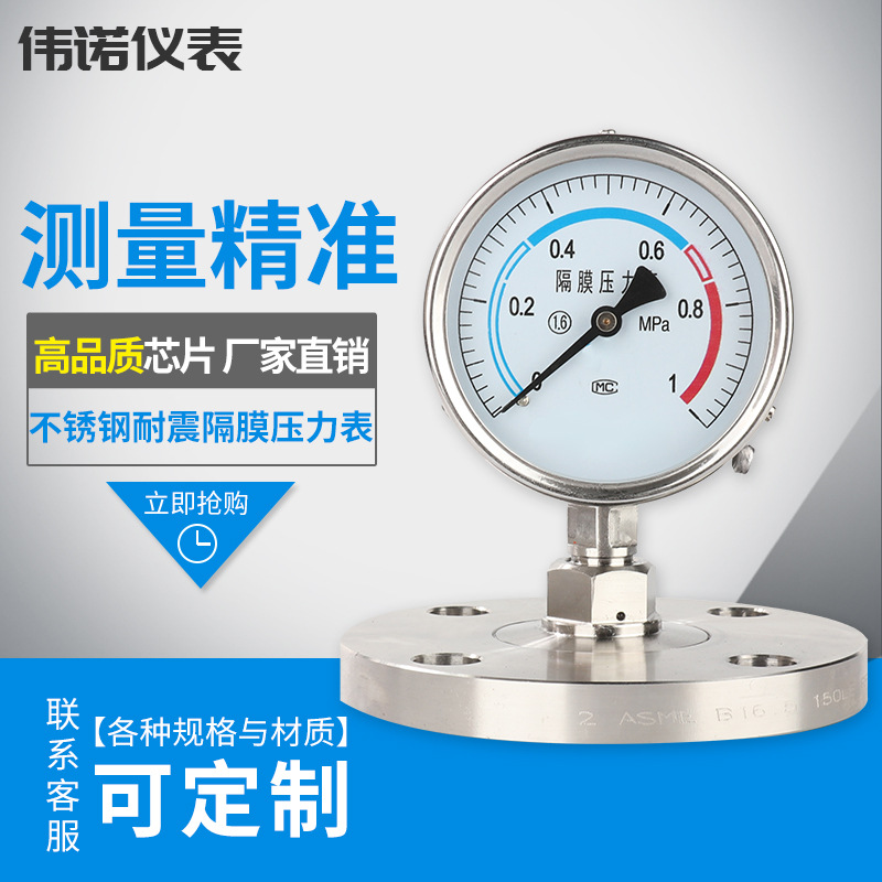 不锈钢压力表带法兰隔膜防震卫生型充油耐震耐腐蚀压力表径向表|ru