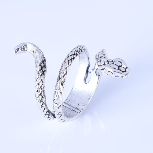 欧美外贸饰品朋克个性指环镀银合金动物蛇造型男戒指