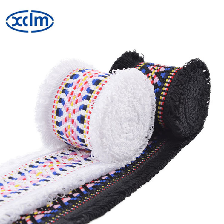 Spot Double Row Jacquard Lace Fabric Fur Whisker Tassel Ribbon Shoe Hat Keychain Home Textile Accessories Lace Strap