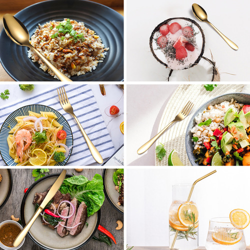 Factory Export Source Stainless Steel Tableware Set of 42 Pieces for Home Use, Product Knife, Fork, Spoon, Straw, Gift Box