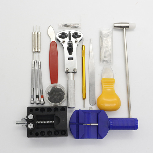 Watch repair tools, watch repair tool kit, 147-piece tool set, watch strap removal, base opener, watch repair combination