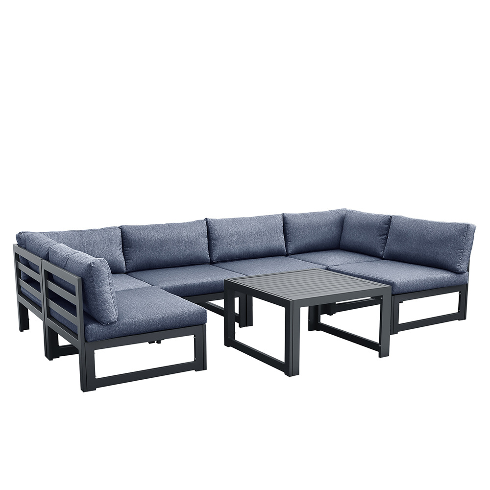 6位+1咖啡桌新品组合沙发布艺组合沙发铝合金组合沙发海外仓代发