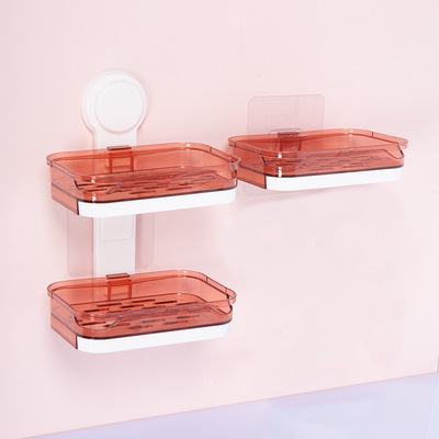 壁挂式沥水皂盒家用无痕贴沥水架免打孔家用肥皂盒双层洗手皂盒