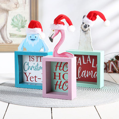 New Christmas Wooden Crafts Ornaments Creative Home Desktop Flamingo Pattern Christmas Decoration Ornaments