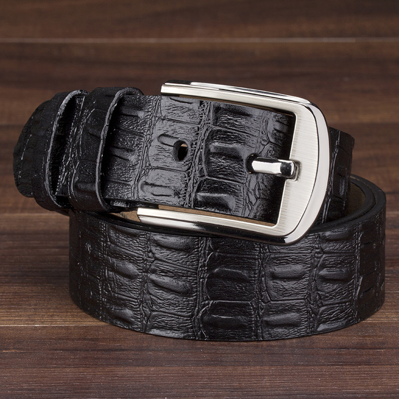 Neuer Hot Crocodile Selected Herrengürtel, Business Casual Gürtel, Nadelschnalle, echtes Leder, modischer und luxuriöser Herrengürtel_voghion.com