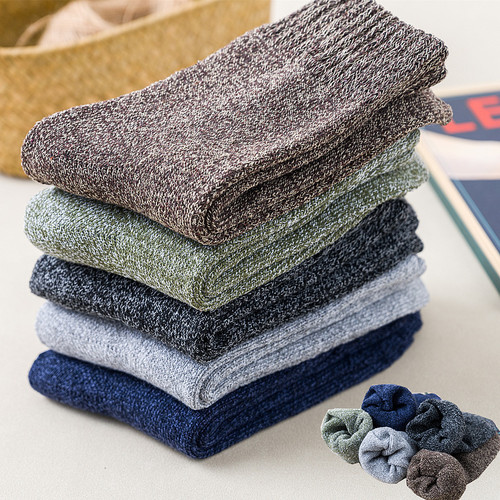 Autumn and Winter Men's Thick Socks, Coarse Thread Mid-Calf Socks for Men, Woolen Socks, Trendy Socks, Casual Warm Socks Wholesale