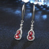 Fashionable ruby pendant, zirconium, earrings