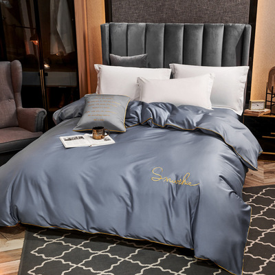 纯棉被套单件全棉单人1.5米150x200刺绣220x240双人被罩200x230|ru