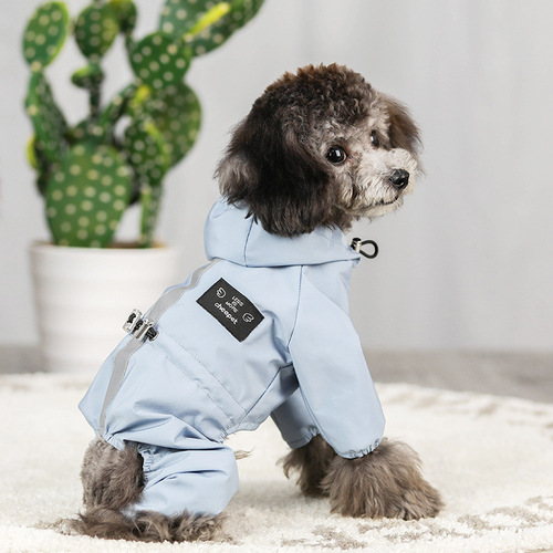 Cross-border new pet clothes, dog raincoat, all-inclusive waterproof hooded four-legged coat, cat and dog supplies wholesale