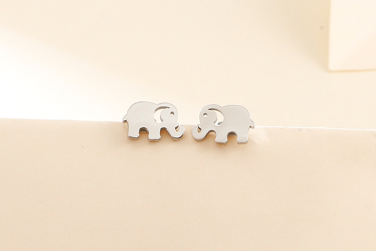 Stall Supply Korean Style Fashion Titanium Steel Diamond Elephant Fashion Earrings Necklace Small Se