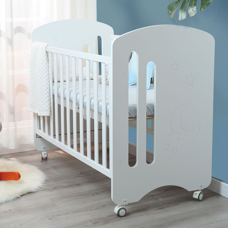 European-Style Solid Wood Crib, Multi-Functional Baby Bed, Guardrail, Convertible Children's Bed, Splicing Bedside Bed, Child Bed Safety