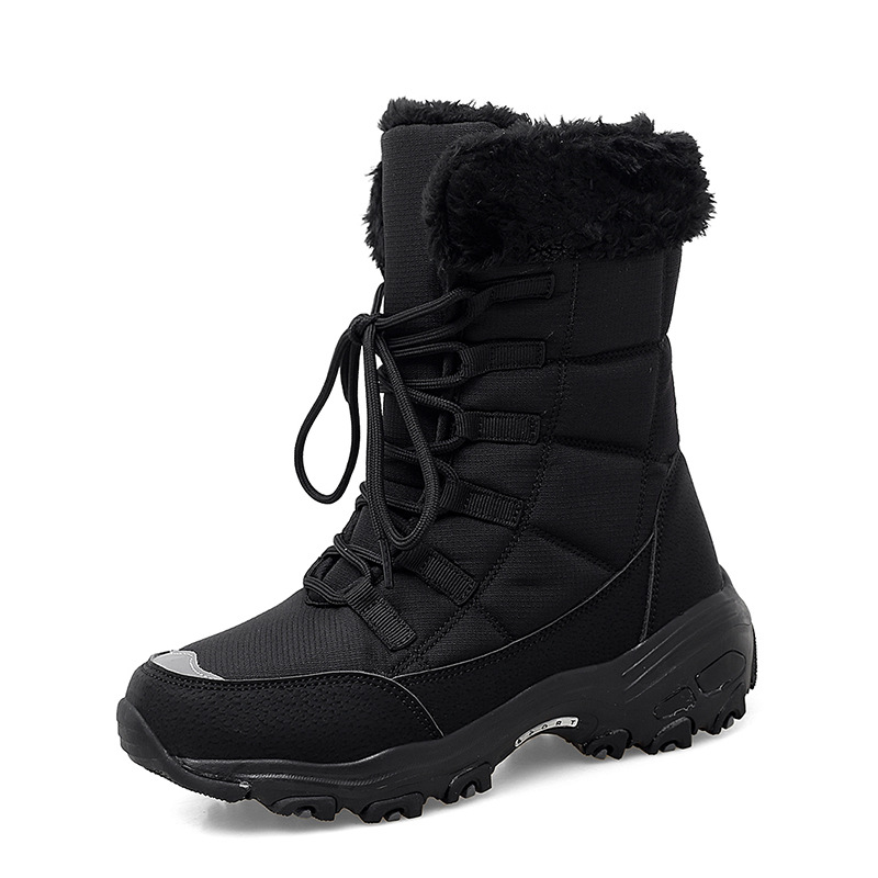 2022 new women's snow boots winter warm mid-leg boots plus velvet thickened northeast cotton shoes cross-border large size women's shoes