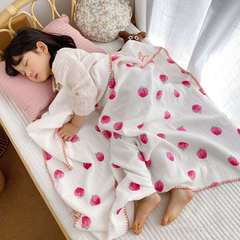 4-layer gauze cotton candy throw blanket, shell edge terry cloth printed baby bath towel, infant kindergarten gift children's blanket