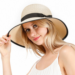 Fashion Contrast Color Bow Empty Top Straw Hat display picture 26