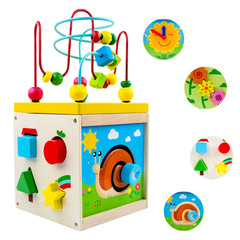 New wooden children's toys educational wooden multi-functional beaded treasure chest for baby's coordination of hands and feet