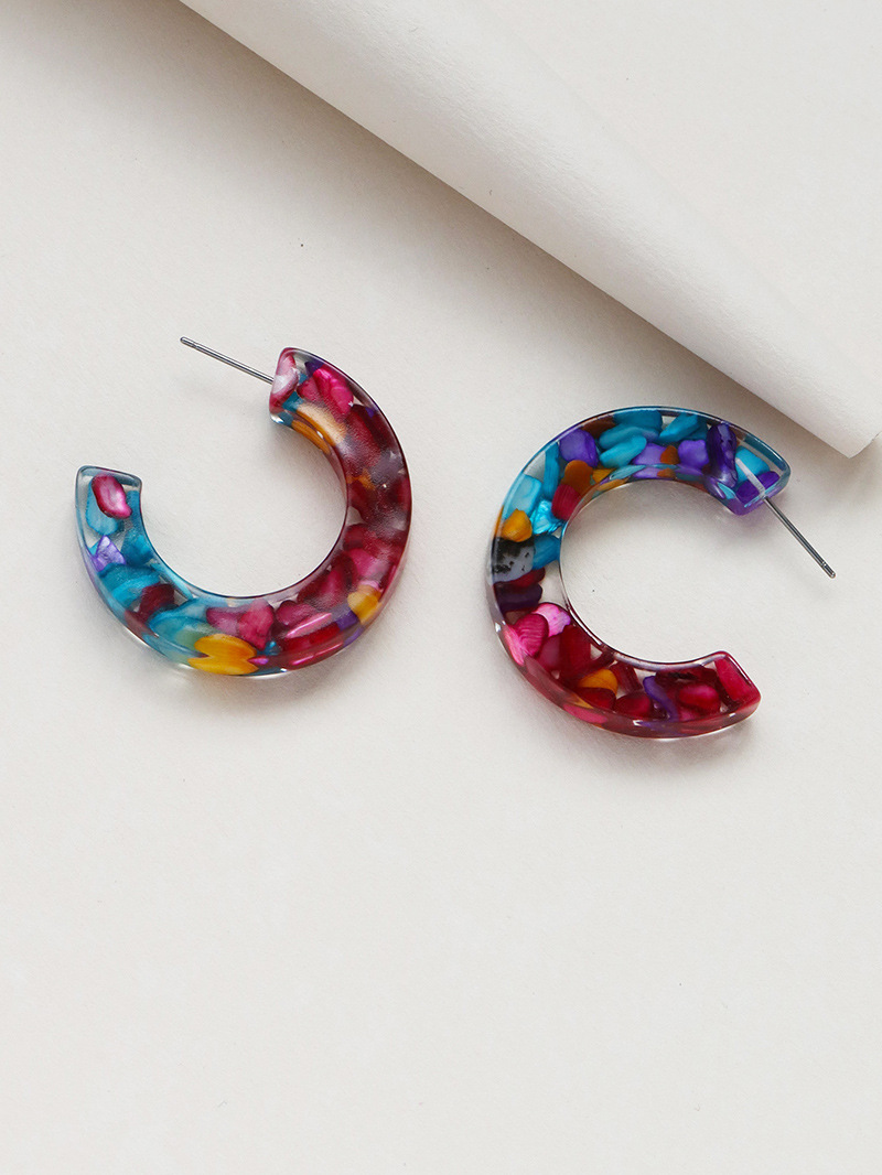 New Color Acrylic C-shaped Earrings display picture 3
