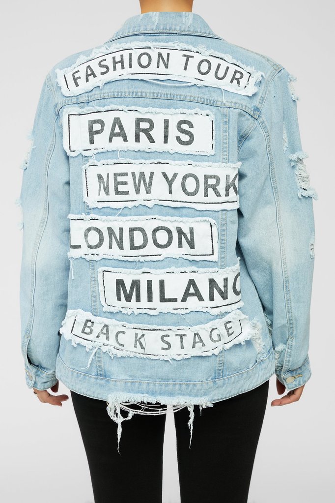 Letter Printed Loose Denim Jacket NSTH80323