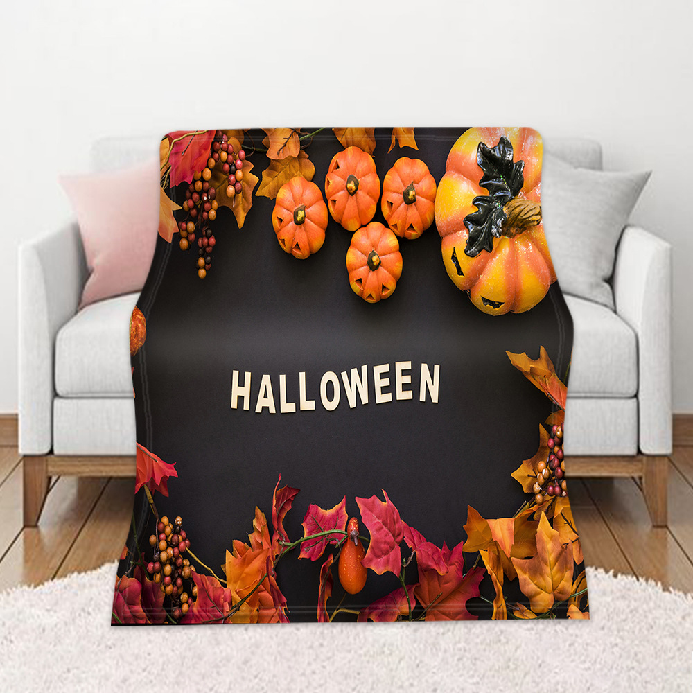 DIY毛毯万圣秋冬保暖沙发盖毯 高清印花双面法兰绒空调毯