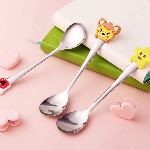 Creative stainless steel cartoon small spoon children's cute small tableware ice cream coffee stirring spoon small gift wholesale