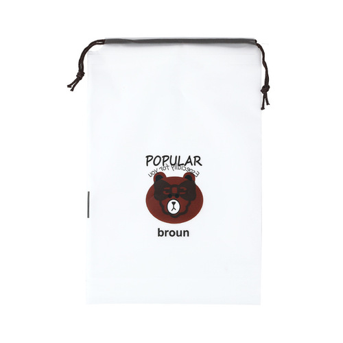 Matte PE drawstring pocket cartoon drawstring bag drawstring travel shoe bag face towel storage plastic bag